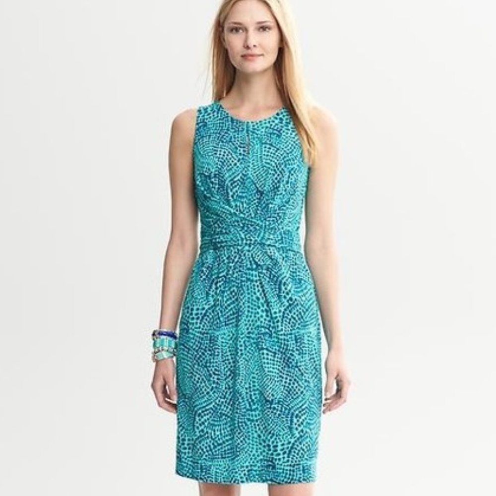 Banana Republic Issa London Collection Blue Ceramic Printed Wrap-Tie Dress 2